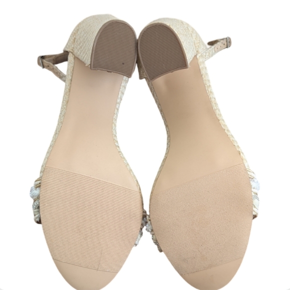 Madden Girl Bella Block Heel Sandals Size 7 Ivory Pearl Wedding Boho NEW - Picture 8 of 13